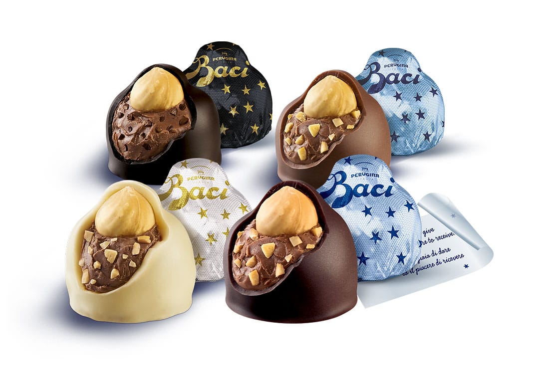 4 Baci Perugina: cioccolato fondente, cioccolato al latte, classico Luisa e cioccolato bianco